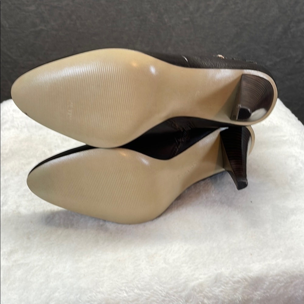 Calvin Klein Brown Heeled Boots‎ with Decorative Buckle - Picture 7 of 8